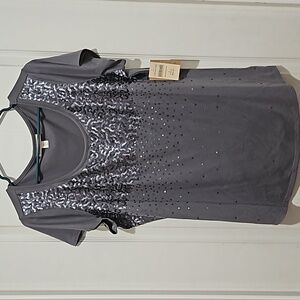 Coldwater Creek Large Grey Rhinestone shirt